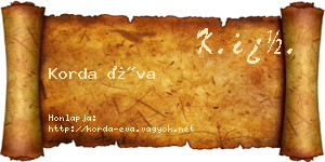 Korda Éva névjegykártya
